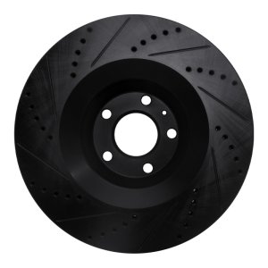 Audi A6 Quattro Brake Rotor (1) - Front Right - R1 Concepts - Drilled & Slotted - Black - `05-`11